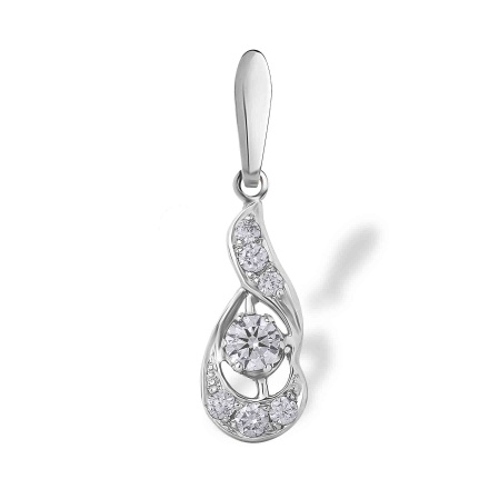Diamond Teardrop-shaped Pendant. 585 (14kt) White Gold