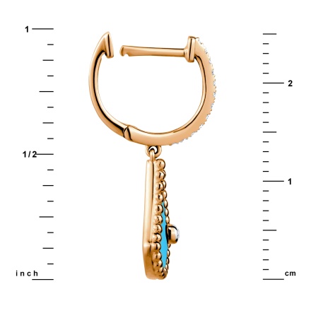 Height of Turquoise and Diamond Earrings Nefertiti