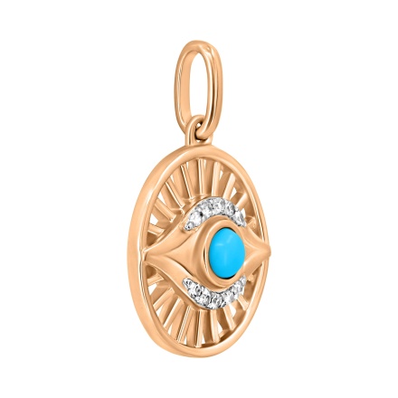 'The Eye of Providence' Pendant with Turquoise and Diamonds - Angle 2
