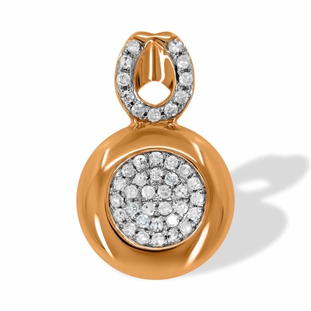 Pave Diamond Pendant 'A Maximum Brilliance'. Hypoallergenic Cadmium-free 585 (14K) Rose Gold