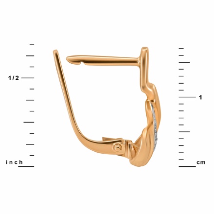 Earrings Featuring 12 Diamonds. Hypoallergenic 585 Rose Gold, Rhodium Detailing. View 2