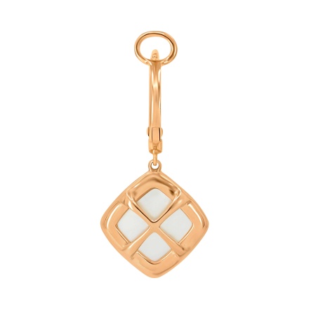 Reverse of Diamond Earrings with Mother-of-pearl Rhombus Pendants
