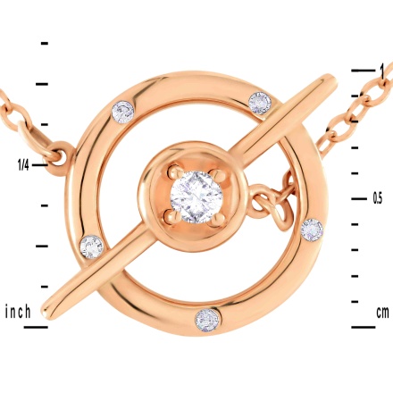 Size of Diamond Circle-and-Bar Rose Gold Necklace