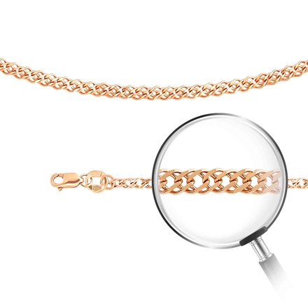 Double Rombo-link Solid Chain, Width 3.6mm. Diamond-cut Tested 14kt (585) Rose Gold