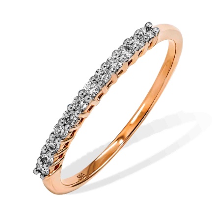 Diamond Gallery Wedding and Anniversary Ring. Hypoallergenic Cadmium-free 585 (14K) Rose Gold