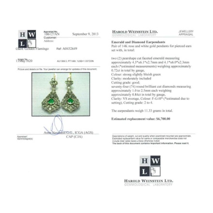 Emerald and Diamond Earrings. View 3