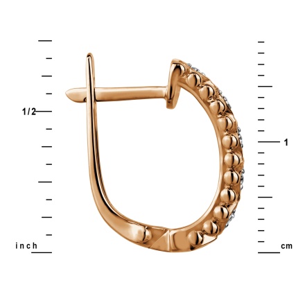 Flirty Diamond Earrings with Beaded Edges of Hypoallergenic 585 Rose Gold - Angle 2