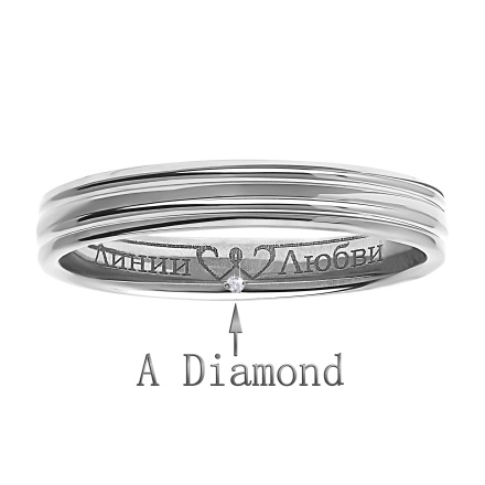 585 white gold wedding ring 'Timeless Romance' with diamond on its inner side. View 2