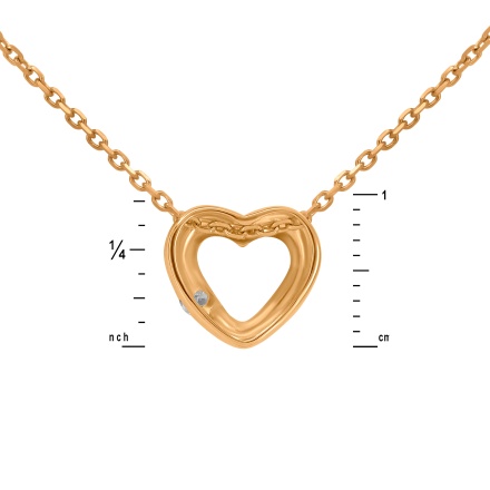 Gold Necklace with Sliding Heart Set with Diamond - Angle 6