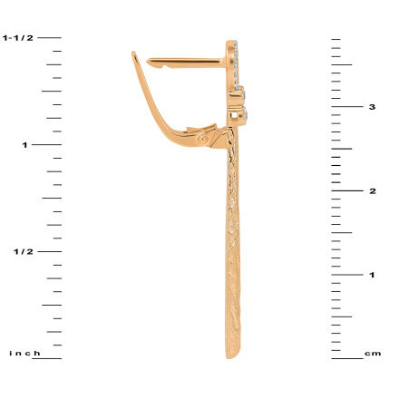 38mm High Textured Gold Earrings with 30 Diamonds