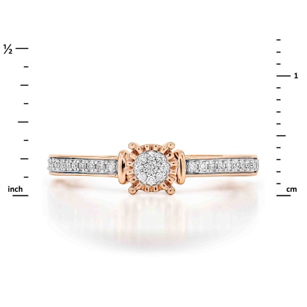 Multi-Diamond Fashion Ring. Hypoallergenic 585 Rose Gold, Rhodium Detailing. View 2