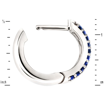 Size of Sapphire and Diamond Striped Huggie Earrings in White Gold
