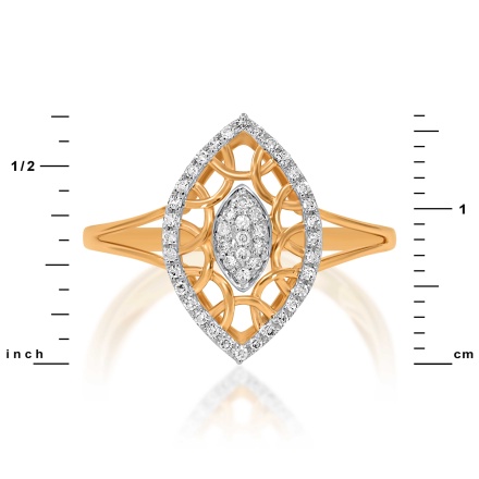 "Madame de Pompadour" Ring with Diamonds in Hypoallergenic 585 Rose Gold - Angle 2