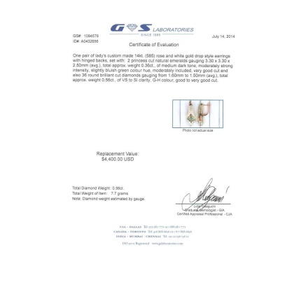 Antique-inspired Certified Earrings. Russian Emeralds and Diamonds. View 3