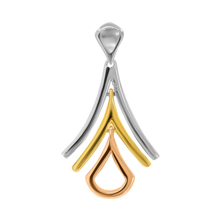 Reverse of Tri-color Gold Hinged Pendant with Diamonds