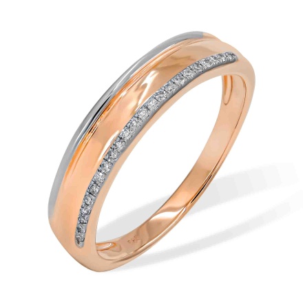 'Magic of New York' Diamond Wedding Band. Hypoallergenic 585 Rose Gold, Rhodium Detailing