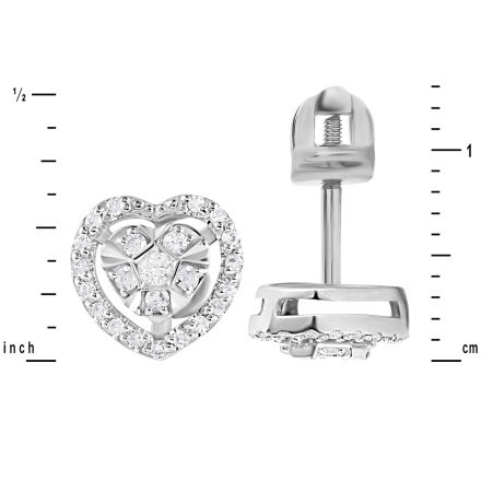 Diamond Heart-shaped Stud Earrings. View 2