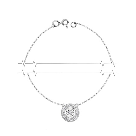 Illusion-set Diamond with Diamond Halo Necklace. Certified 585 (14kt) White Gold, Rhodium Finish