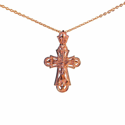 Life in Faith Openwork Russian Cross. Certified 585 (14kt) Rose Gold
