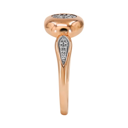 Persimmon-inspired Ring with Diamond Epaulettes. Hypoallergenic 585 Rose Gold, Rhodium Detailing. View 3