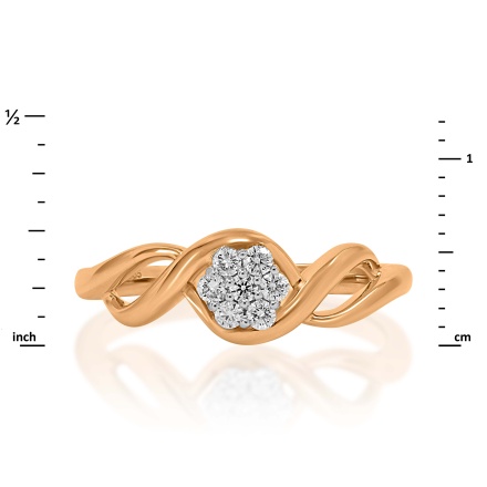 Ring Featuring 7 Diamonds. Hypoallergenic 585 Rose Gold, Rhodium Detailing. View 2