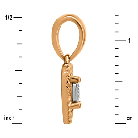 Ridged Heart Pendant with Illusion Set Diamond - Height 13mm