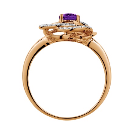 Amethyst and Diamond Galaxy Ring in 585 Rose Gold - Angle 4
