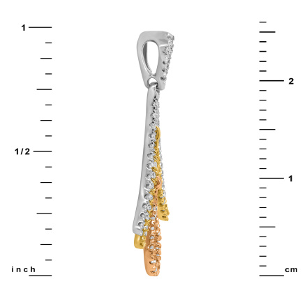 Tri-color Gold Hinged Pendant with Diamonds - Angle 3