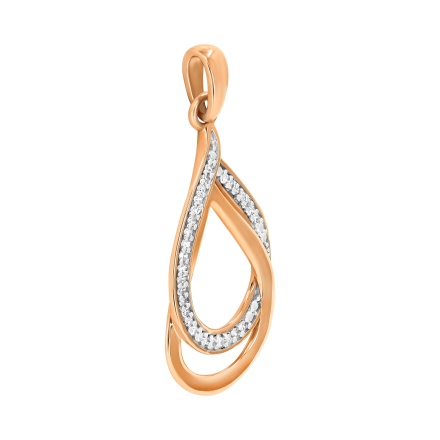 Intertwined Diamonds and Plain Gold Pendant. Angle 2