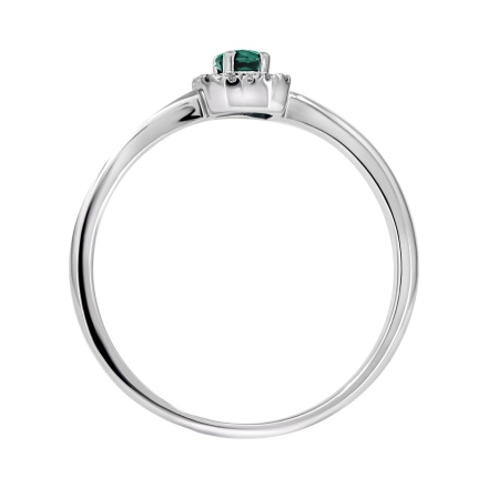 Oval Emerald and 16 Diamonds White Gold Ring. View 4