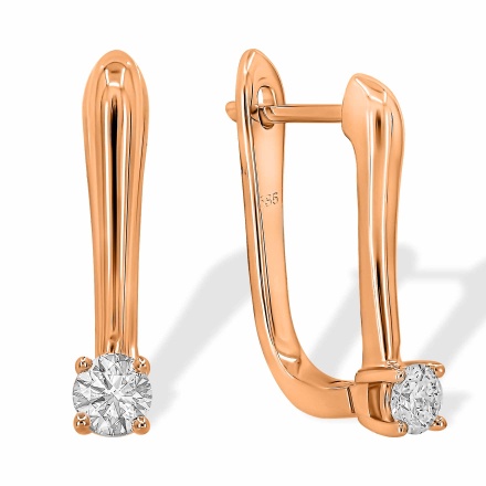 Iconic Diamond Solitaire Earrings in Rose Gold. Hypoallergenic Cadmium-free 585 (14K) Rose Gold