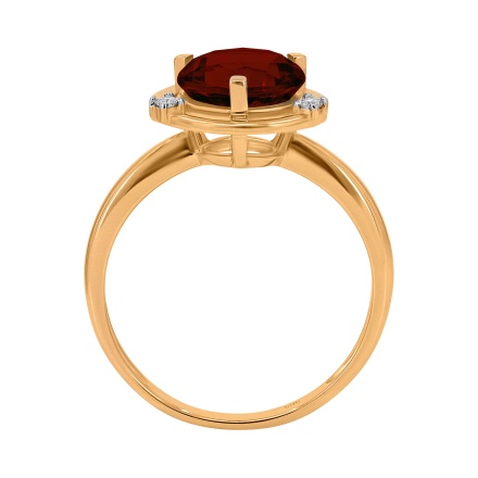 Rose Gold Ring Featuring Garnet and 3 Diamonds - Angle 4
