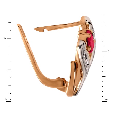 Height of Tulip-inspired Ruby and Diamond Earrings, 17mm