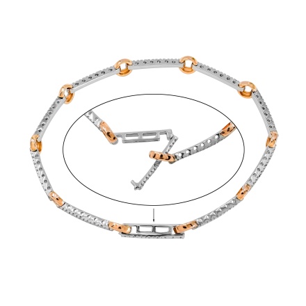 Diamond Link Bracelet with Gold Circle Stations. Angle 4