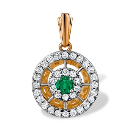 Ultimate All Day Luxury Emerald & Diamond Pendant. Tested 585 (14K) Rose and White Gold