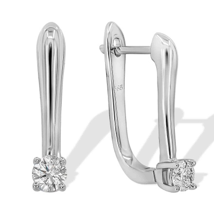 Iconic Diamond Solitaire Earrings in White Gold. Tested 585 (14K) White Gold, Rhodium Finish