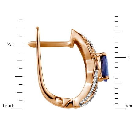 Respectable Earrings with Sapphires and Diamonds in 585 Rose Gold: Height 16mm