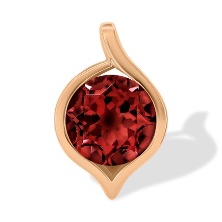 Slide Pendant with a 9mm Statement Garnet. Hypoallergenic Cadmium-free 585 (14K) Rose Gold