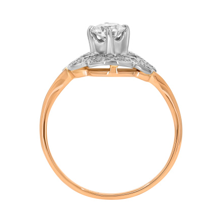 Faberge Era-inspired Certified Diamond Ring. Certified 585 (14kt) Rose and White Gold. View 4