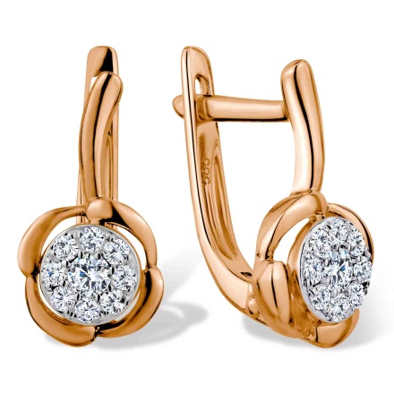 Idyllic Diamond Earrings. Hypoallergenic Cadmium-free 585 (14K) Rose Gold