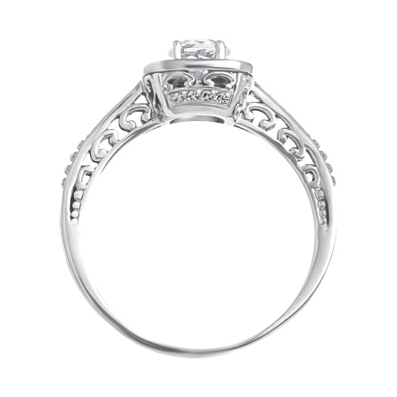 Affordable 14kt white gold Swarovski topaz and diamond engagement ring. View 3