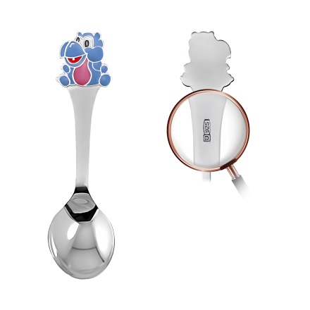 Sky Blue Baby-Hippo Silver Spoon for a Child. View 2