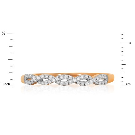 Braided Design Diamond Ring. Hypoallergenic 585 Rose Gold, Rhodium Detailing. View 2