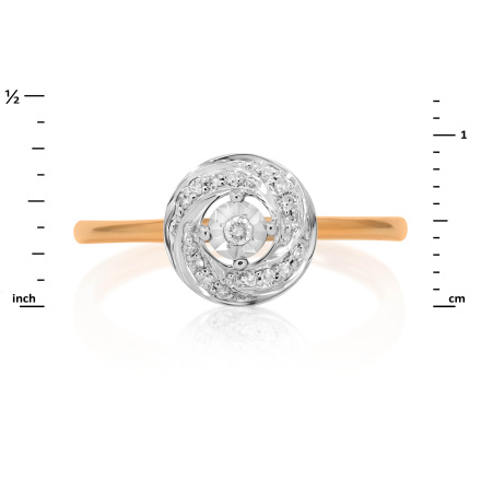 Diamond Whirlpool Ring. Tested 585 (14K) Rose and White Gold. View 2