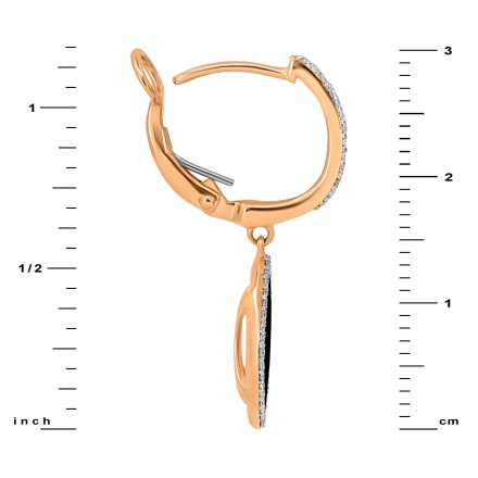 Diamond Earrings with Black Onyx Rhombus Pendants: Measure 30mm in Height