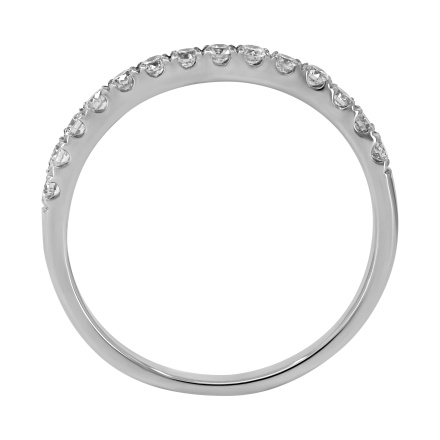 White Gold Wedding Band with 14 Prong-set Diamonds. Tested 585 (14K) White Gold, Rhodium Finish. View 4