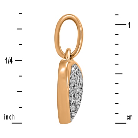 Pave Diamond Heart Pendant - Height 11mm
