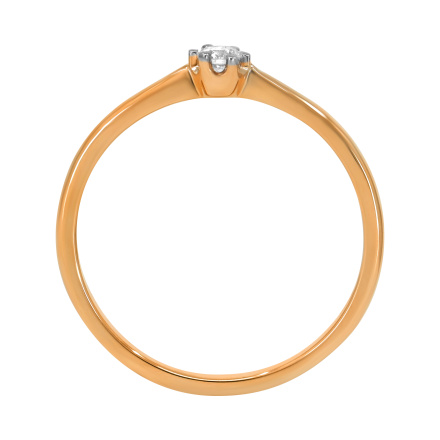 Engagement ring with 3mm diamond in 14K rose gold. Side Angle 2