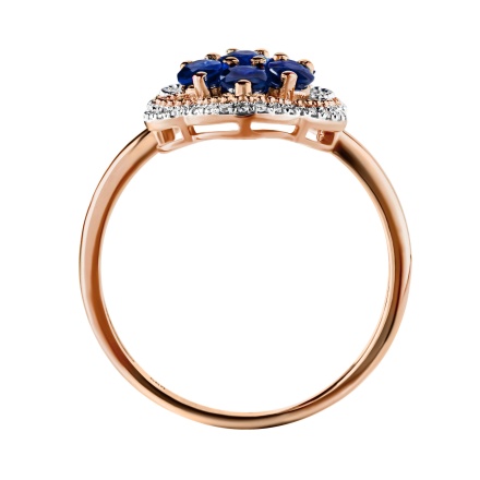 Sapphire and Diamond Shield-style Ring in 14K Rose Gold - Side Angle