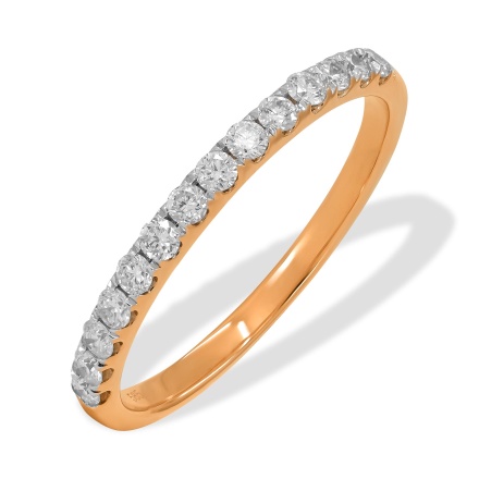 Rose Gold Wedding Ring with 14 Prong-set Diamonds. Hypoallergenic Cadmium-free 585 (14K) Rose Gold